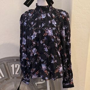 REBECCA MINKOFF | ✨NWOT✨ Black Floral High Neck Blouse